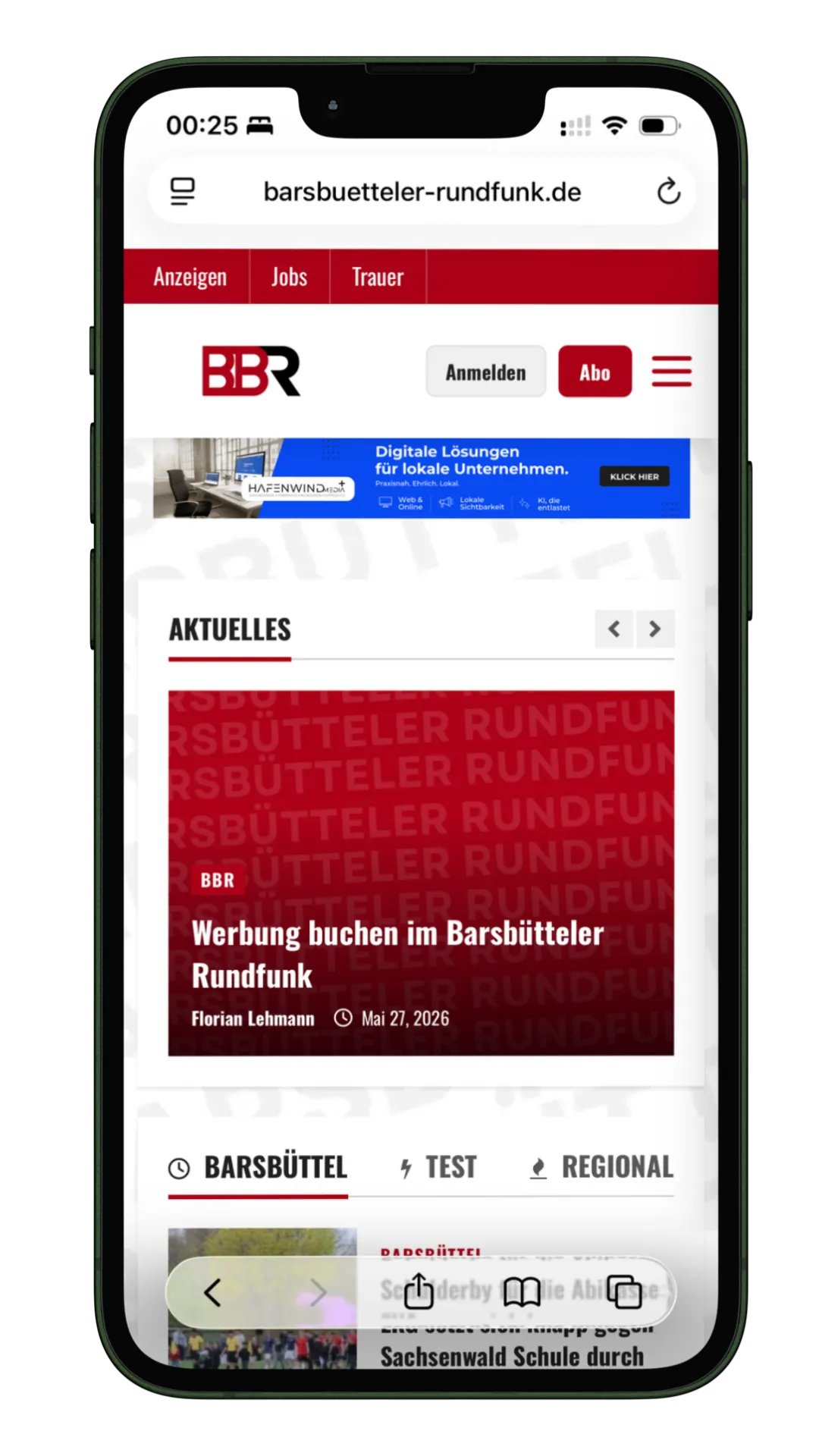 Barsbütteler Rundfunk App Mockup